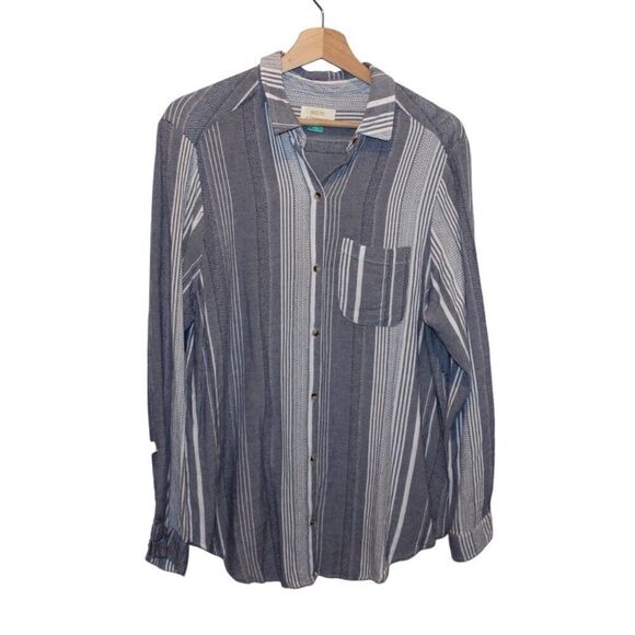 Anthropologie Maeve Striped Viscose Blend Button Down Shirt Women's Size 1X - Picture 1 of 11